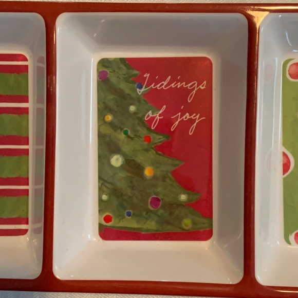 🦩Flavia lucite three compartment holiday serving dish, 6 x 12 inches - Picture 3 of 7